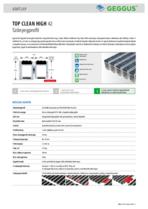 Geggus TOP CLEAN HIGH 42 szőnyegprofil - műszaki adatlap