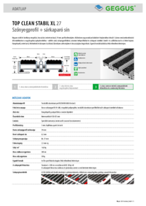 Geggus TOP CLEAN STABIL XL 27 szőnyegprofil + sárkaparó sín - műszaki adatlap