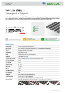 Geggus TOP CLEAN STABIL 12 szőnyegprofil + kefeprofil - műszaki adatlap
