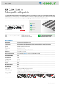 Geggus TOP CLEAN STABIL 12 szőnyegprofil + sárkaparó sín - műszaki adatlap