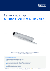 GEZE Slimdrive EMD Invers elektromechanikus ajtómozgató - részletes termékismertető