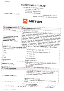 METON X-KONTAKT tapadóhíd - biztonsági adatlap