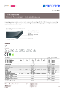 Duropal XTerior Compact kompakt lemez egyoldali lakkozással - műszaki adatlap