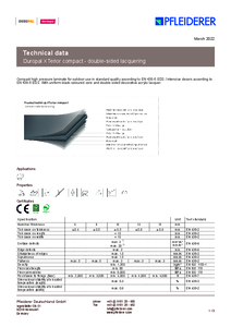 Duropal XTerior Compact kompakt lemez kétoldali lakkozással - műszaki adatlap