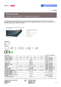 Duropal XTerior Compact F kompakt lemez egyoldali lakkozással - műszaki adatlap