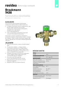 TM200 termosztatikus keverőszelep - részletes termékismertető