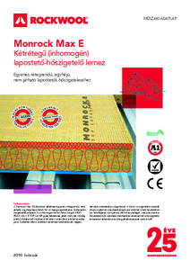 Monrock MAX E kétrétegű (inhomogén) lapostető hőszigetelő lemez<br>
 - műszaki adatlap