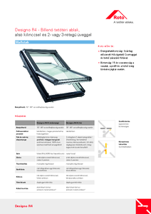 Designo R45 billenő tetőtéri ablak - műszaki adatlap