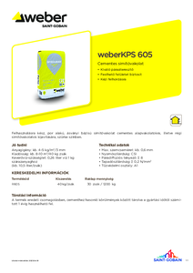 weberKPS 605 simítóvakolat - műszaki adatlap