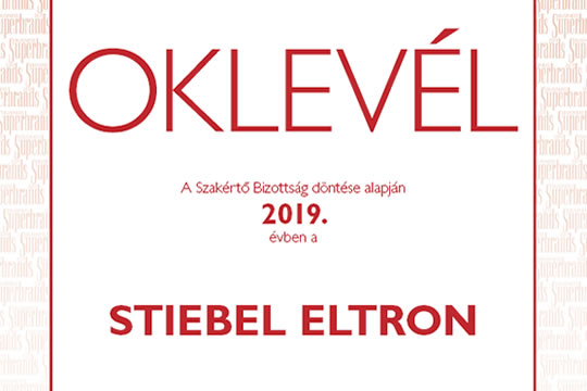 2019-ben harmadszor részesült Superbrands díjban a Stiebel Eltron márka