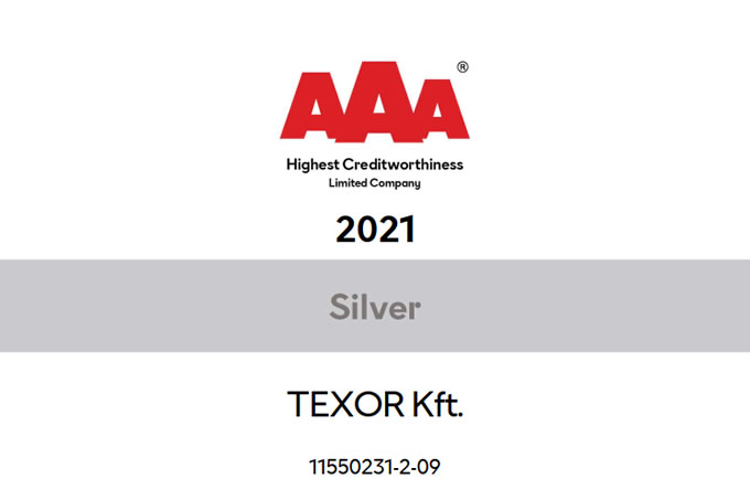 BISNODE AAA Silver tanúsítványt kapott a Texor Kft.