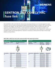 Sentron 3NA COM LV HRC biztosítóbetét - műszaki adatlap