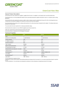 GreenCoat® Hiarc Max színes festékbevonattal rendelkező acéllemezek - műszaki adatlap