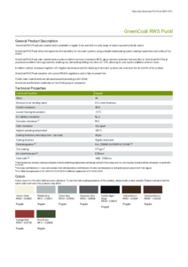 GreenCoat® RWS Pural színes festékbevonattal rendelkező acéllemezek - műszaki adatlap