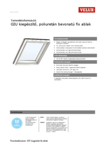 VELUX GIU műanyag bevonatos kiegészítő fix ablak - műszaki adatlap
