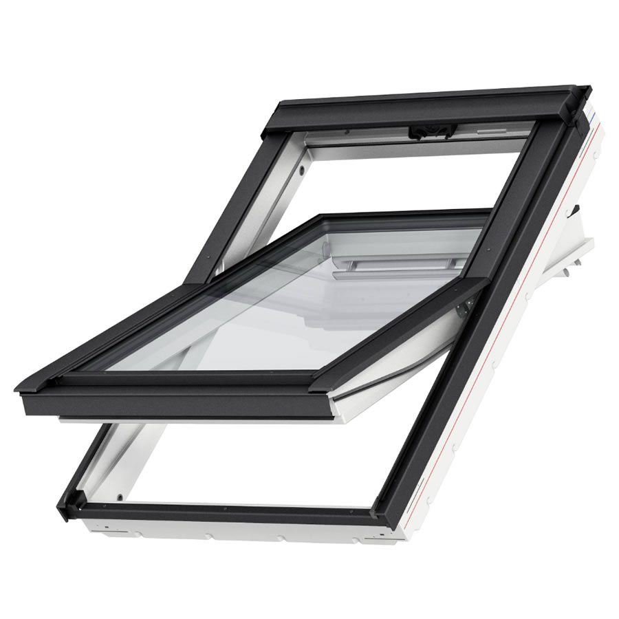 GLU 0064 Standard Plus műanyag bevonatos billenő tetőtéri ablak felső kilinccsel