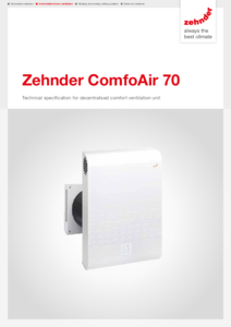 Zehnder ComfoAir 70 hővisszanyerős szellőztető - részletes termékismertető