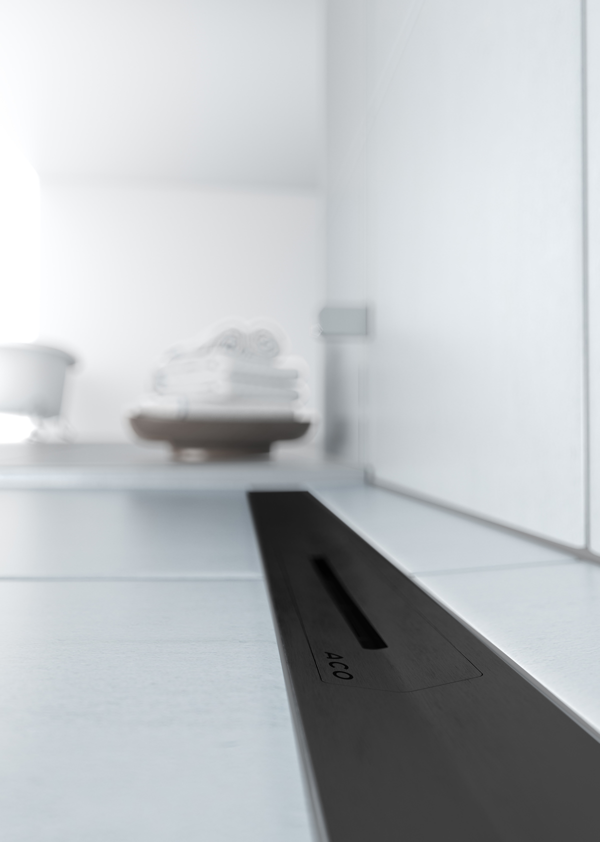 ACO Solid Plusz Nero zuhanyfolyóka - Plate ráccsal 