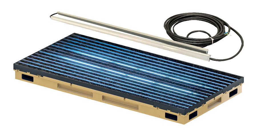Lábtörlőbe integrált LED világítás