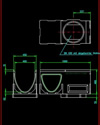 Multiline V400 folyóka alsó kivezetéssel, 1,0 m <br> (nézetek) - CAD fájl