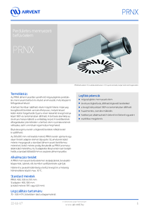 Airvent PRNX perdületes mennyezeti befúvó elem - részletes termékismertető