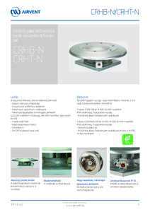 Airvent CRHB-N / CRHT-N centrifugális tetőventilátorok vízszintes kifúvással - részletes termékismertető