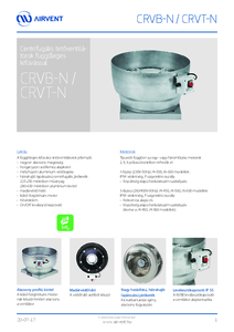 Airvent CRVB-N / CRVT-N centrifugális tetőventilátorok függőleges kifúvással - részletes termékismertető