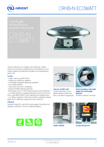 Airvent CRHB-N ECOWATT centrifugális tetőventilátorok vízszintes kifúvással - műszaki adatlap