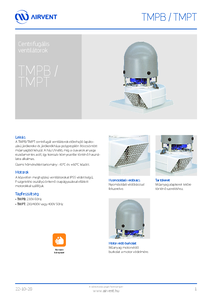 Airvent TMPB / TMPT centrifugális ventilátor tetőre építhető - részletes termékismertető