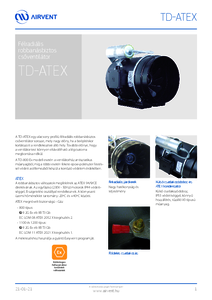 Airvent TD-ATEX félradiális robbanásbiztos csőventilátor - részletes termékismertető