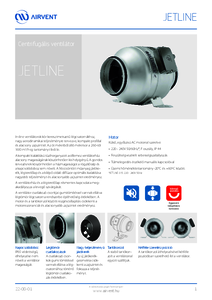Airvent JETLINE centrifugális ventilátor - részletes termékismertető