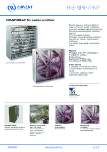 Airvent HIB-NP / HIT-NP fali axiális ventilátorok - részletes termékismertető