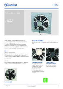Airvent HXM fali axiális ventilátor - részletes termékismertető