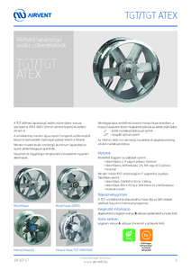 Airvent TGT / TGT ATEX axiális csőventilátor - részletes termékismertető