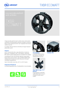 Airvent TXBR Ecowatt fali axiális ventilátor - részletes termékismertető