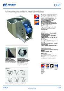 Airvent CXRT ipari centrifugális ventilátor - részletes termékismertető