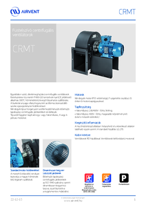 Airvent CRMT ipari centrifugális füstelszívó ventilátor - részletes termékismertető
