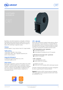 Airvent CRT ipari centrifugális ventilátor - műszaki adatlap