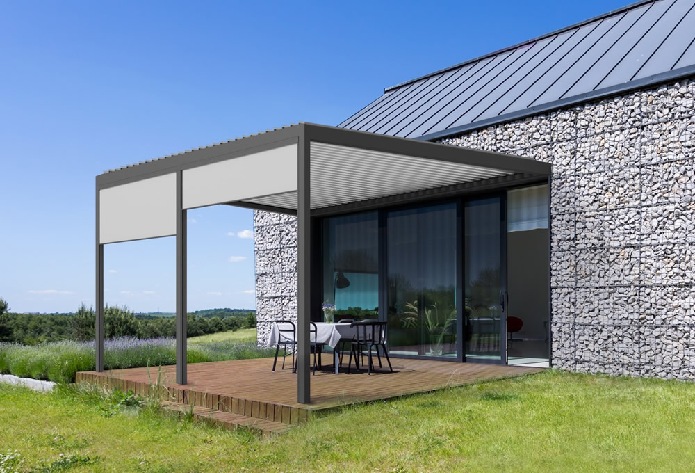 Aliplast NUUN ECO bioklimatikus pergola - ZIP SCREEN napháló