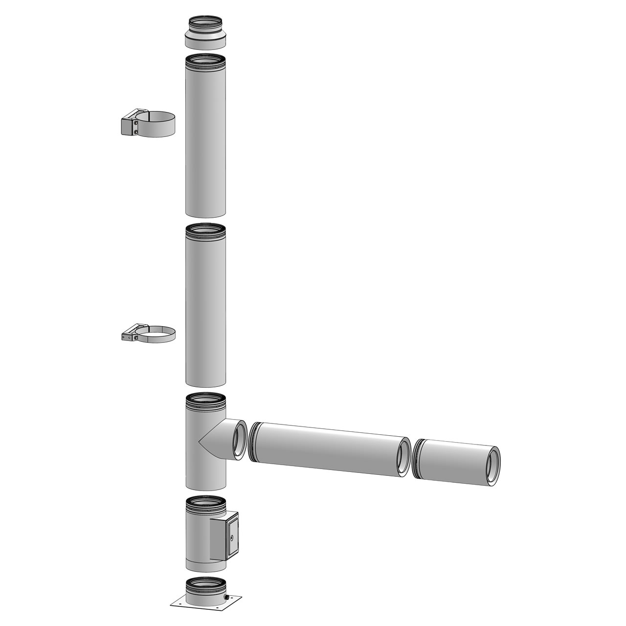 Almeva DW25 MATT háromrétegű rozsdamentes acél kéményrendszer