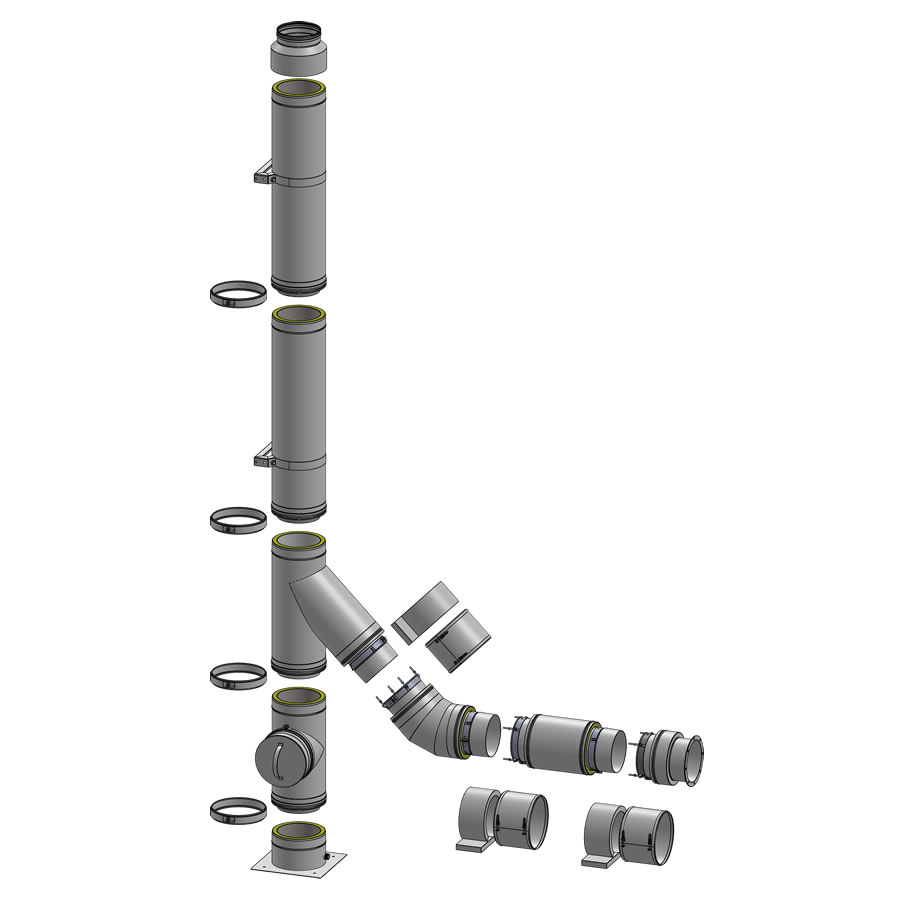 Almeva HDW25 háromrétegű rozsdamentes acél kéményrendszer