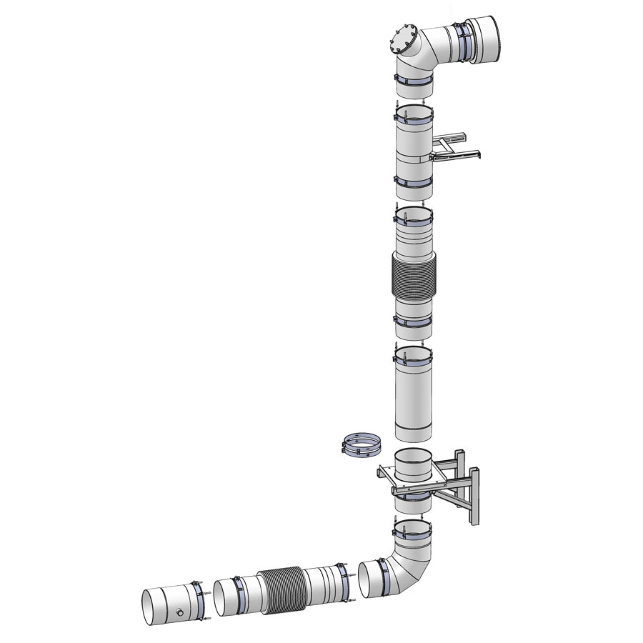 Almeva HEW egyrétegű rozsdamentes acél kéményrendszer