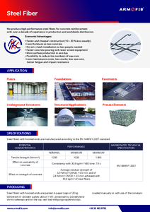 ARMOFIB betonerősítő acélszálak - általános termékismertető