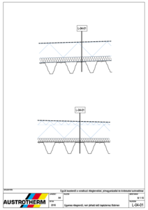 Egyenes rétegrendű, nem járható tető trapézlemez födémen - csomóponti rajz - tervezési segédlet