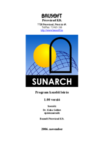 SunArch nappálya szerkesztő program <br> (programleírás) - általános termékismertető
