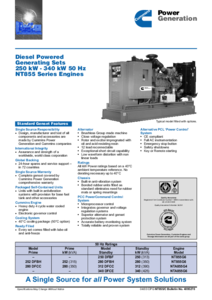 250 DFBF dízelmotoros áramfejlesztő <br> (angol nyelvű általános termékismertető) - általános termékismertető