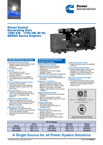 1800 DQKD dízelmotoros áramfejlesztő <br> (angol nyelvű általános termékismertető) - általános termékismertető