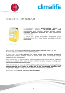 Solufluid® Solar közvetítőközeg - részletes termékismertető