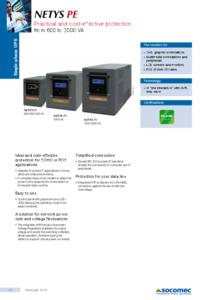 NETYS PE (600 - 2000 VA) 1/1 fázisú UPS - részletes termékismertető
