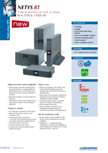 NETYS RT (1100 - 11000 VA) 1/1 fázisú UPS - részletes termékismertető